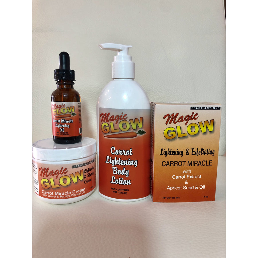 Magic Glow Carrot Cream (4oz) + Lotion (8oz) + Serum (1oz) + Soap (7oz)