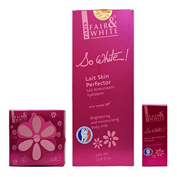 Fair & White So White Soap + Brightening Body Milk + Skin Perfect Serum 1oz