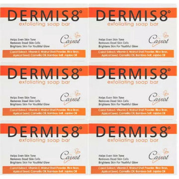Dermis8° Exfoliating Face Soap 125g Bar Carrot Savon (Pack of 6)