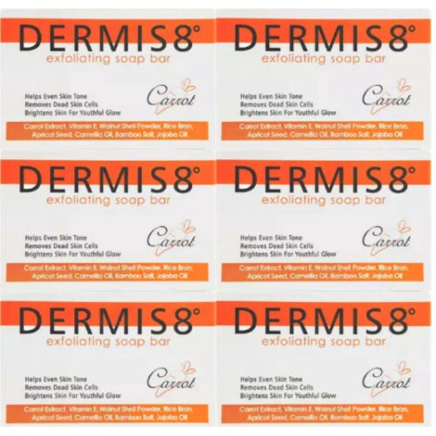 Dermis8° Exfoliating Face Soap 125g Bar Carrot Savon (Pack of 6)