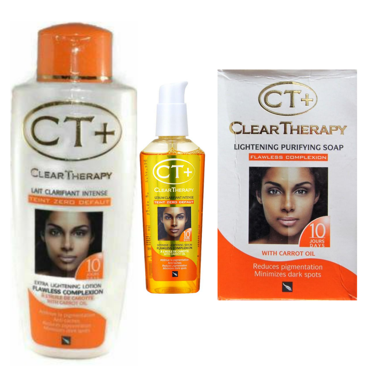 CT+ Clear Therapy Extra Lightening Lotion + Soap+ Serum With Carrot Oil (3 Pack)