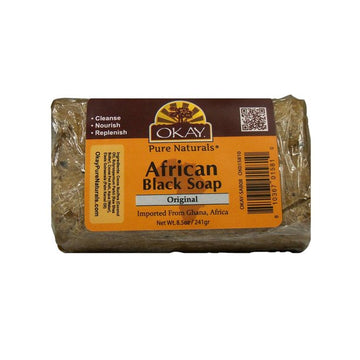 OKAY African Black Soap from Ghana with Shea Butter 5.5 Oz