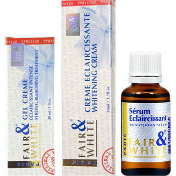 Fair & White Eclaircissant Brightening Serum 30ml + Cream 1.76oz + Gel Creme 30g SET