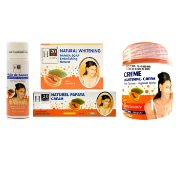 H20 Jours Papaya 300g Creme Jar, 8oz Soap, 50g Cream Tube, 500ml Lotion, 125ml Oil SET
