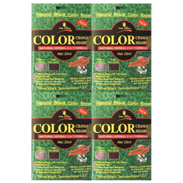Deity America Hair Color Change Shampoo Natural Herbal 2 in 1 Formula 25ml Packets (4 pack)