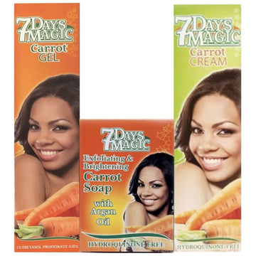7 Days Magic Exfoliating Carrot Cream 50ml, Gel 50ml, Soap w Argan Oil 75g