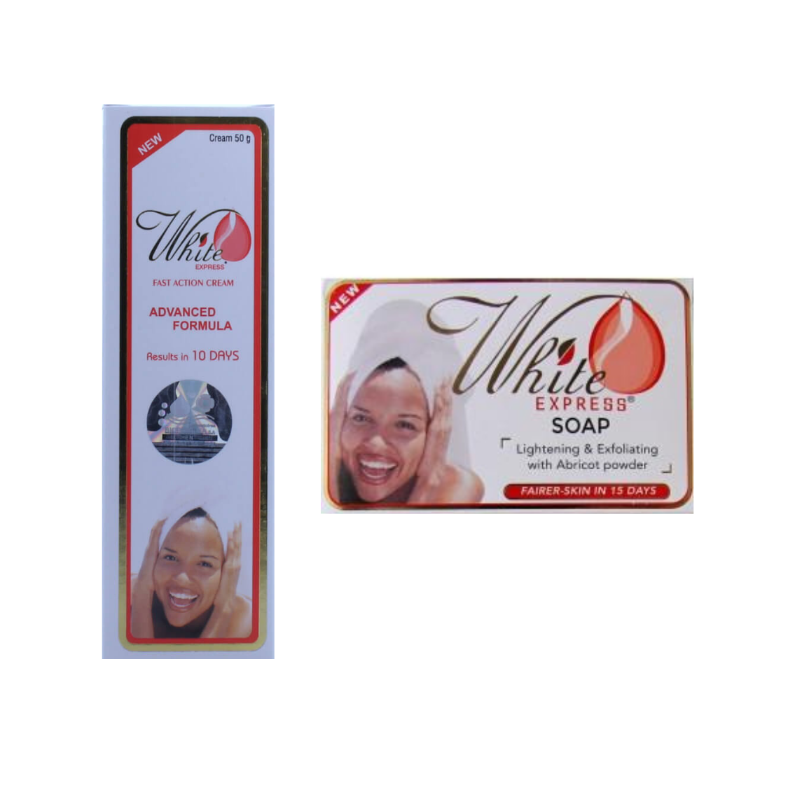 White Express Pack of 2 Bundle  Cream Tube and Soap