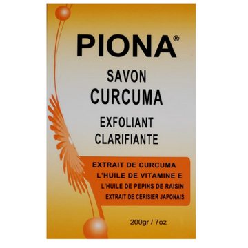PIONA EXFOLIATING BRIGHTENING TURMERIC SOAP WITH VITAMIN E OIL 200g