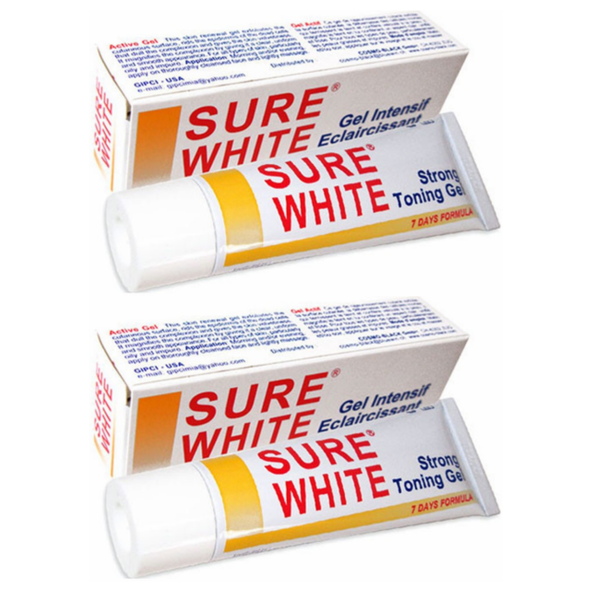 SURE WHITE Strong Toning Lightening Gel 1oz (2 Pack)