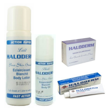 Halo Derm Body Lotion 500ml, Body Oil 125ml, Soap 225g and Cream 30g