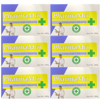 PharmaMed Exfoliating Antiseptic & Medicated Soap 200g (Pack of 6)