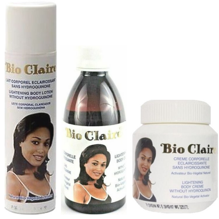 BIO CLAIRE LIGHTENING BODY LOTION 350ml + CREAM JAR 11.1oz + 6.6oz OIL