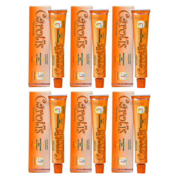 Carotis Brightening Gel Skincare w Carrot Vitamin A 1oz / 30g Tubes (Pack of 6)
