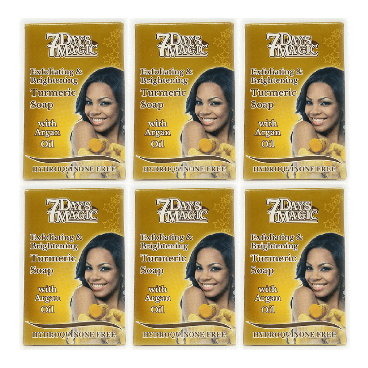 7 Days Magic Exfoliating & Brightening Turmeric Soap 200g Each (6 Pack)
