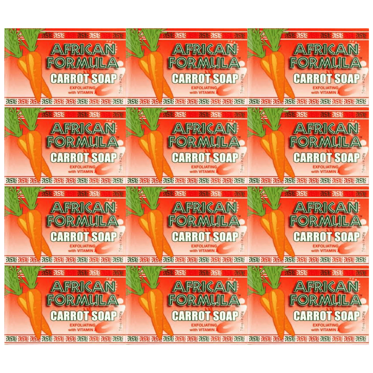 African Formula Carrot Soap with Vitamin A 3oz (12 Pack)